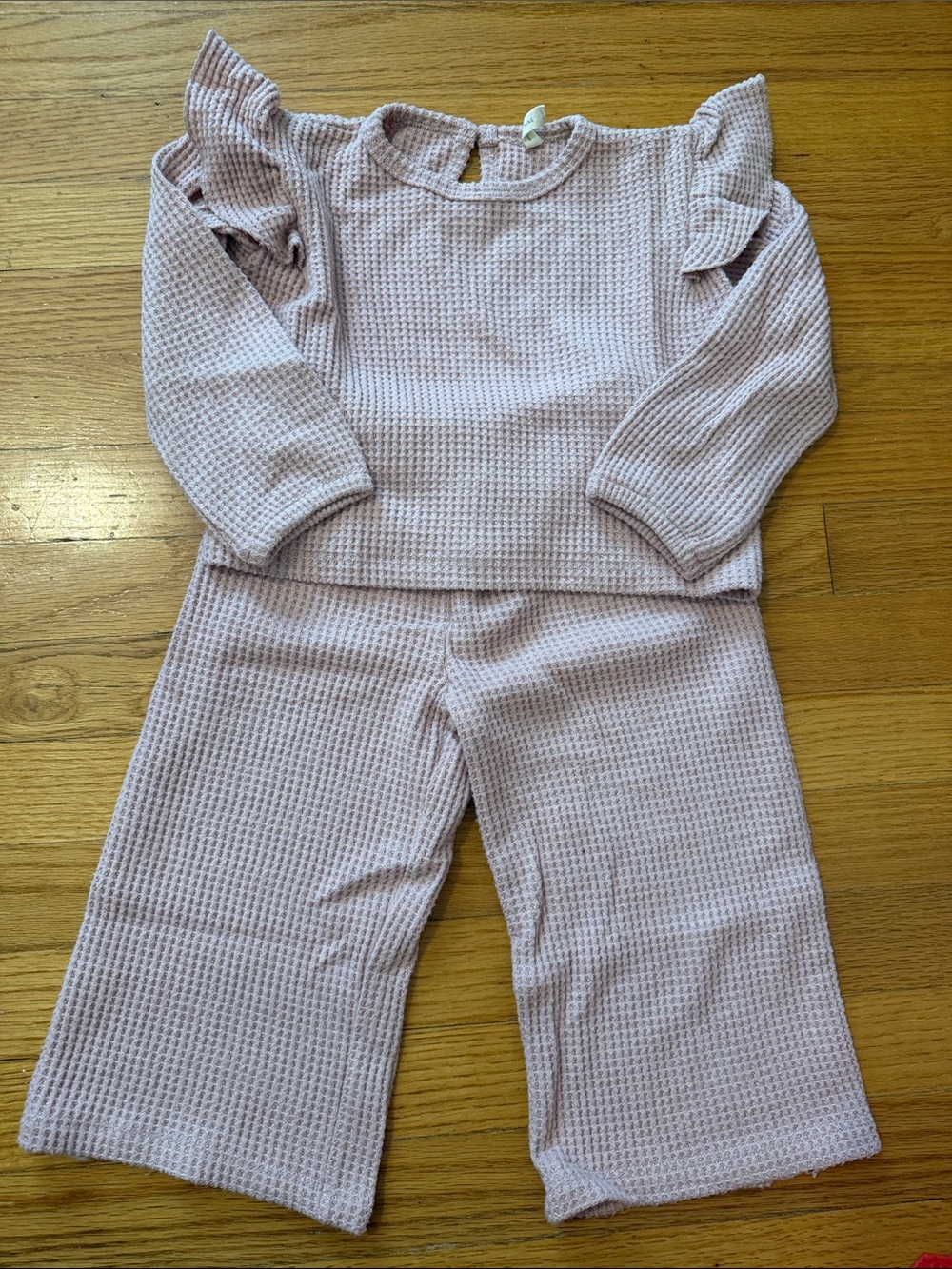 Quincy Mae Kids Waffle Knit Pajama Set - Light Pink 2/3 years